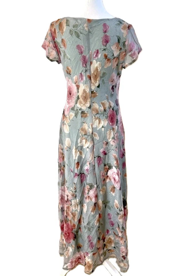 VETEMENTS Maxi abito vintage Y2k All That Jazz verde floreale arricciato 5 6 berretto Slv Fairy Dainty