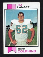 1973 Topps JIM LANGER ROOKIE Miami Dolphins #341 VG/EX+ Condition