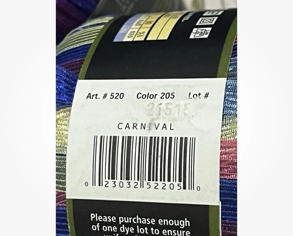 Lot of 10 balls Lion Brand Incredible ribbon yarn Carnival 205 - product detail image 3