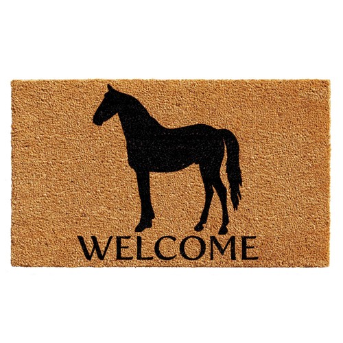 AZ103261729 Horse Welcome Doormat, 17" x 29", Natural/Black