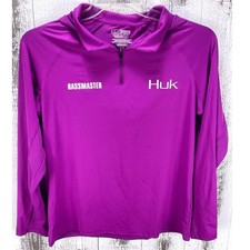 Huk Bassmaster Fishing Pullover Hoodie Purple Mens Size M Performance