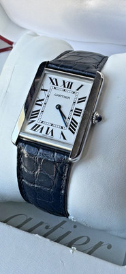 CARTIER TANK SOLO LM W5200003 27mm SS Leather Strap Quartz White Dial #C417