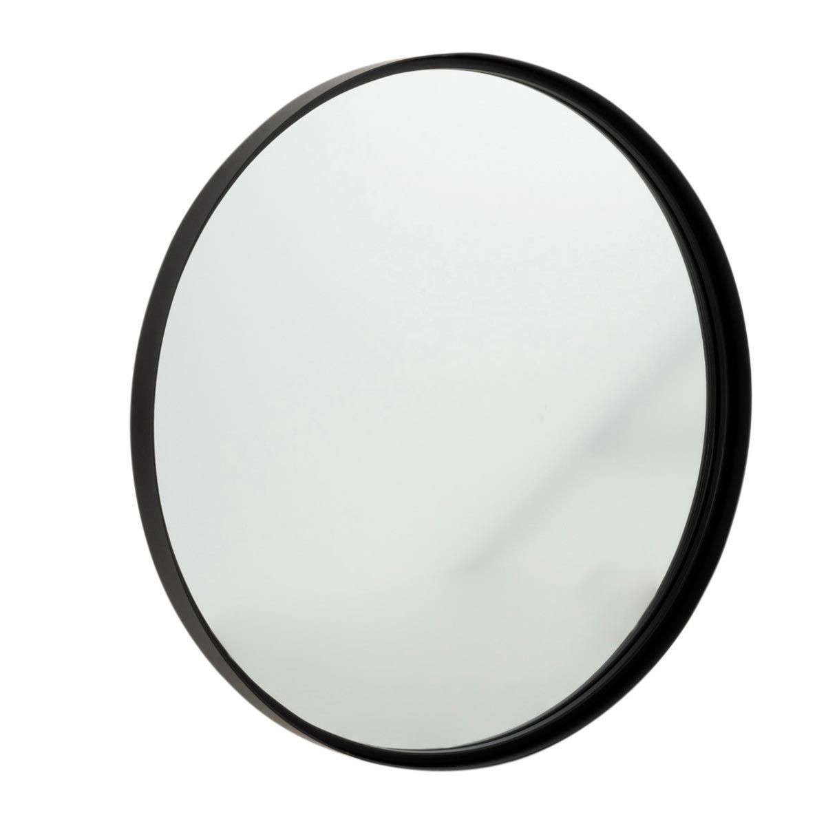 Miroir rond design noir en métal de 60 cm idéal pour illuminer la salle de bain