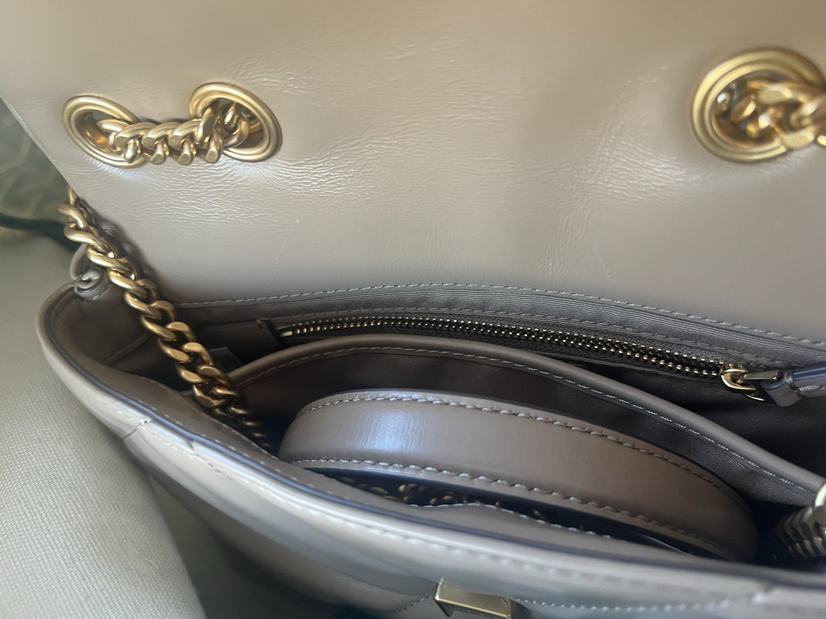 TORY BURCH $575 TAUPE OAK DIAMOND QUILT CONVERTIBLE SHOULDER  display picture 1