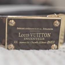 Louis Vuitton Paris CA1017 Damier Ebene LV Initiales Belt Brown Leather 50/125