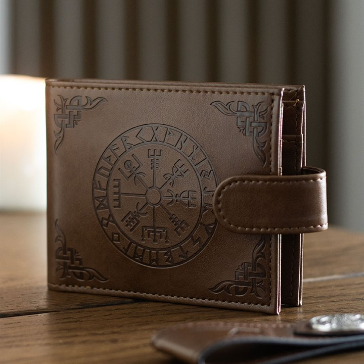 Viking Compass Faux Leather Man's Wallet. Gift For Men.
