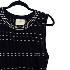 Kate Spade Black White Sleeveless Fit Flare Knit Dress