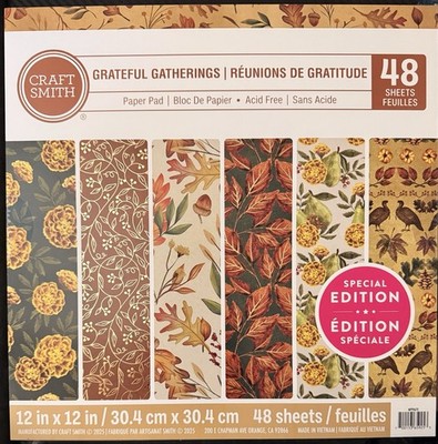 GRATEFUL GATHERINGS By Craft Smith 12 X 12 Paper pad~48 pages~Nice! QUICK SHIP