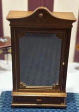 Vintage Concord Miniatures Walnut Mirrored Armoire. 1:12. NOS W/ Box. 6.5”