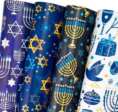 WRAPAHOLIC Hanukkah Wrapping Paper 1 Count (Pack of 12), 12 Sheet - 