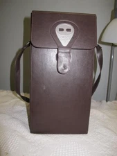 Vtg Things Remembered Faux Leather Dark Brown Wine Kit Case Glasses Opener Cork