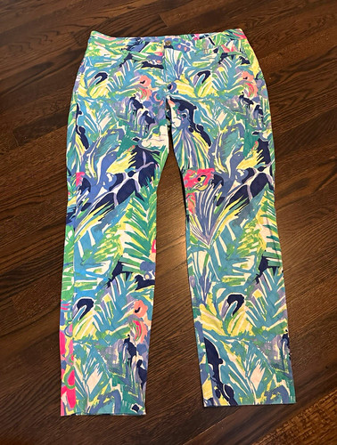 Lilly Pulitzer Multi Purrfect Floral Kelly Skinny Ankle Stretch Pants 12