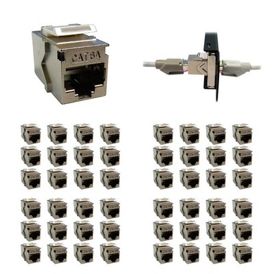 48x Keystone Verbinder Adapter Kupplung Cat6A 2xRJ45 Buchse 1:1 geschirmt Metall