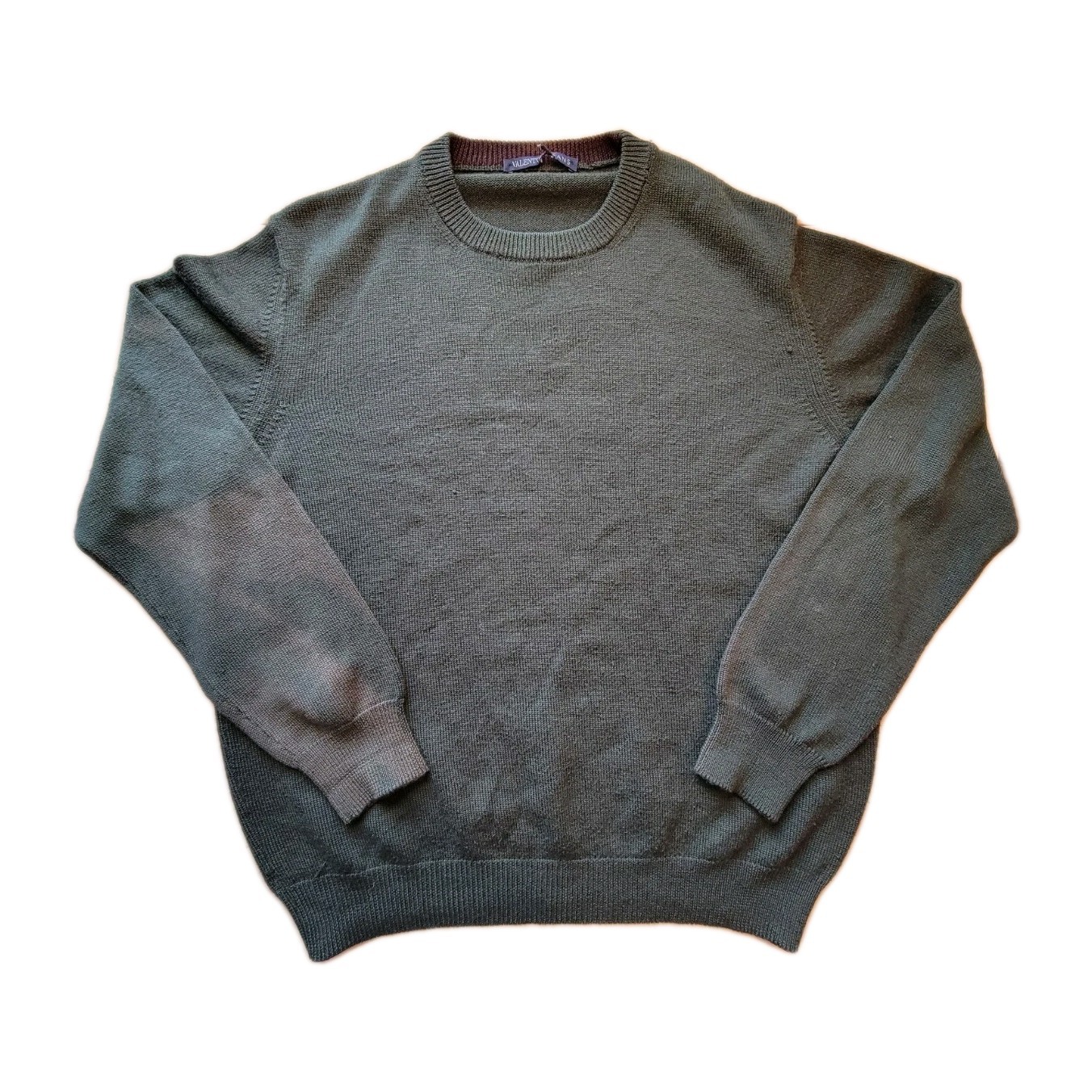 Vintage Valentino Jeans Sweater Men's Size L Green Wool Acrylic Long Sleeve