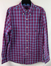 Chaps Stretch Easy Care Multicolor Plaid Long Sleeve Button Down Men's Size M
