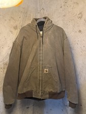 Vintage 90s Carhartt Jacket Mens 3XL Brown Duck Canvas Quilt Lined Hooded J68CHT