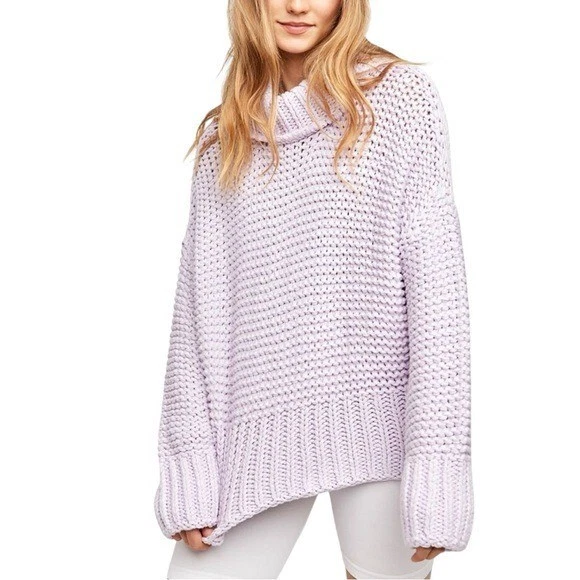 NUEVO Suéter Tejido Grueso Free People Talla Pequeña My Only Sunshine Algodón Lila Boho