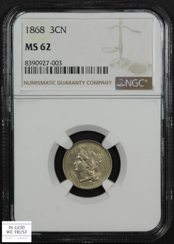 1868 Nickel Three Cent Piece 3CN NGC MS 62
