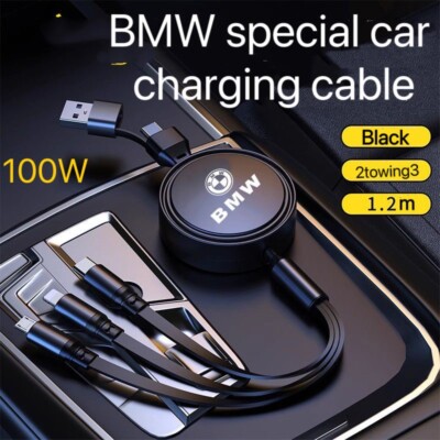 3 in 1 USB To Type C Fast charge PD Stretch Car Charging Cable For BMW X3 X5 X7