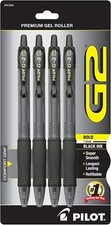 G2 Premium Refillable Retractable Rolling Ball Gel Pens Bold Point, Pk 5