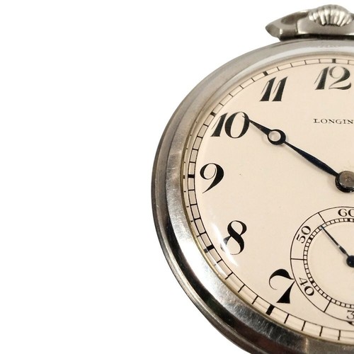 Vintage Longines Pocket Watch Silver 15J Manual Wind Small Seconds Works - Picture 5 of 10
