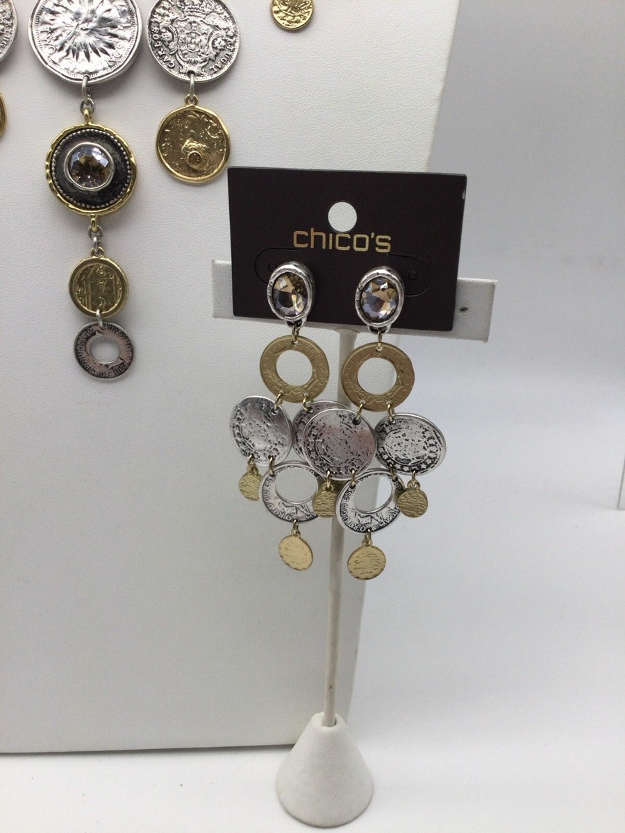 Chico's Silver/Gold necklace & earring set | eBay