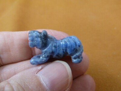 Y-TIG-505) BLUE SODALITE 1'' TIGER gemstone carving FIGURINE CAT tigers wild cats