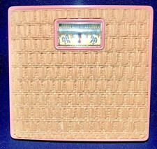 Vintage Counselor Bathroom Scale Pink  Natural Woven Texture Style MCM Boho