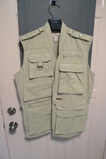 Vintage -Woolrich Vest- Khaki- Fishing /Photography Style - All Cotton- Large
