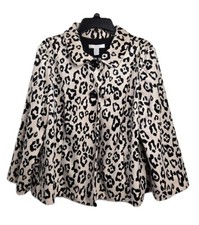 CHICO'S Animal print velvety texture women's Jacket Blazer Top Size 2  L/12 US