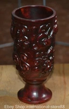 6.4" Chinese Marked Old Jade Craving Pixiu Brave Troops Beast Vessel Wine Cup
