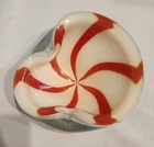 Vintage Murano Art Glass Bowl Mid Century Alfredo Barbini Circus Tent Red Swirl