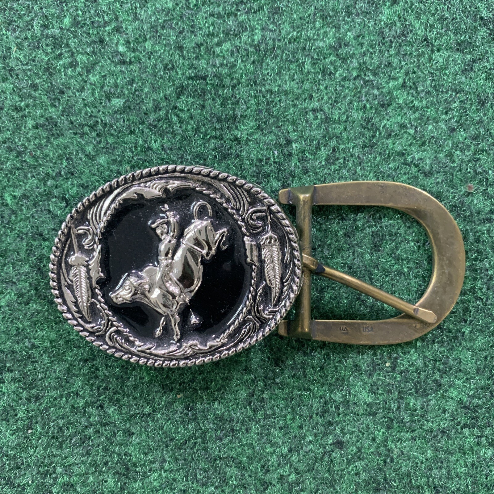 Justin Top Grain Cowhide Leather Belt Brown Brass Buckle Size 40 Flower