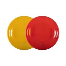 Superio Round Snow Saucer Sled 2 Pc Yellow & Red 24" Plastic for Kids and Adults