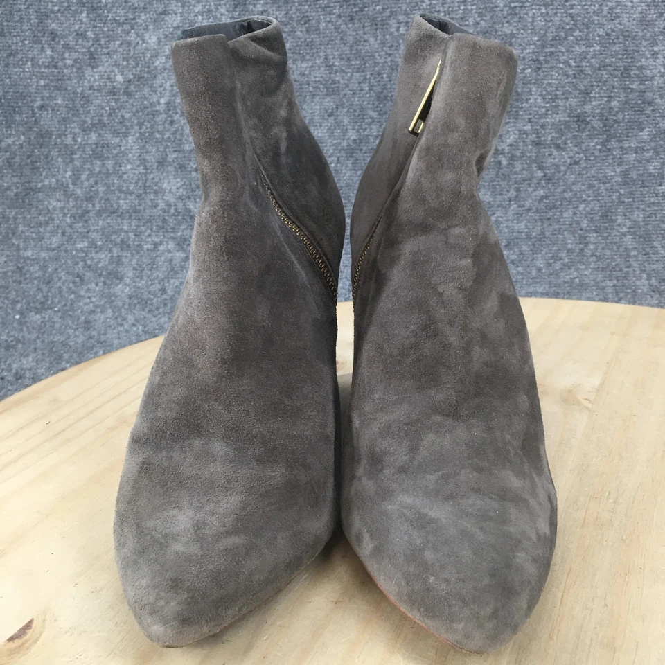 Женские повседневные сапоги Joie 40 на боковой молнии с заостренной лодыжкой серые замшевые на танкетке - Изображение 4 из 4