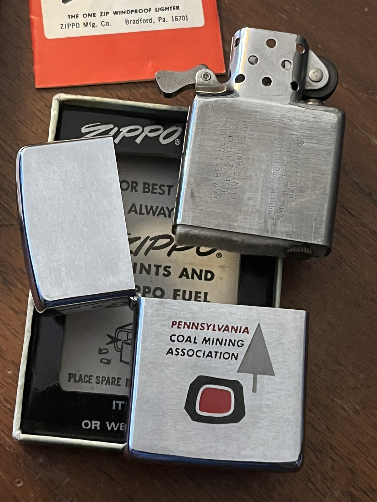 Vintage Zippo 1966 Lighter Pennsylvania Coal Mining Assoc. EXC IN BOX