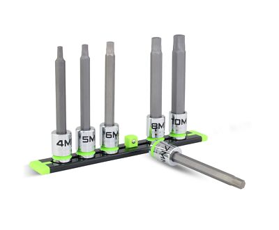 GRIPEDGE HEX Bit Socket Set | 6-PC - 3/8'' Drive Long Metric RPT Hex Driver S...