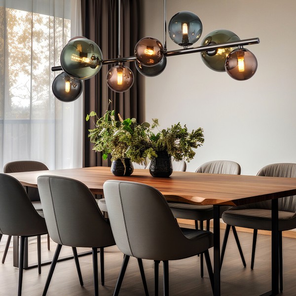 Deckenleuchte Kugelleuchte Wohnzimmerlampe LED 9-Flammig Bronze Petrol GrüN Glas-image