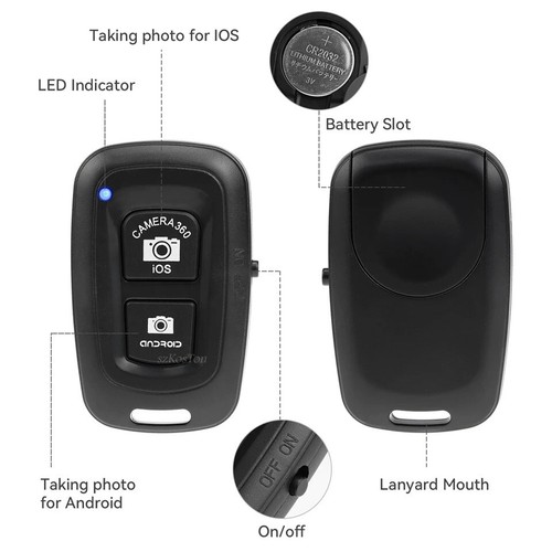 2 x Bluetooth Wireless Remote Control Camera Shutter for Smart Phone IOS Android - Photo 4 sur 10