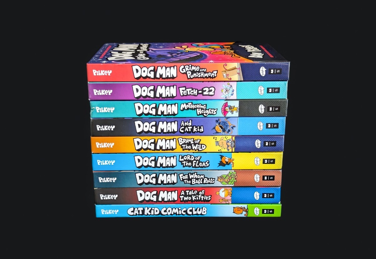 Lot Of 9 Dav Pilkey Books Dog Man Cat Kid Comic Brawl Ball Rolls