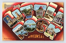 Postcard Arkansas Little Rock AR Large Letter Linen 1940s Unposted