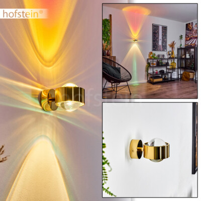 Wohn Zimmer Lampen Up Dow Wand Leuchten Flur Strahler goldfarben Farbfilter rot