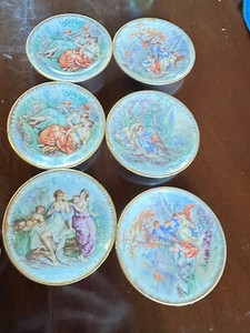 6 Vintage Limoges France Porcelain Mini-Plate  Couples Baby