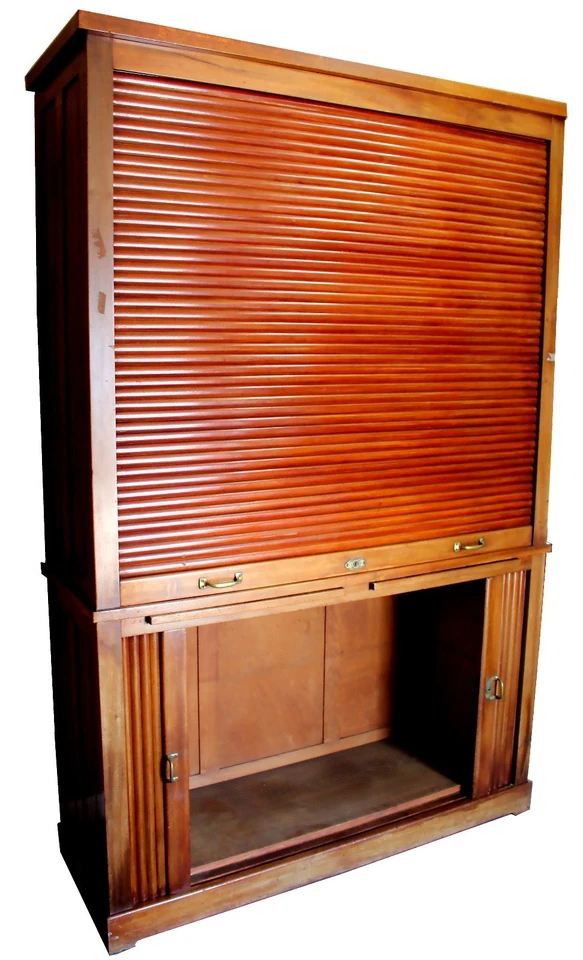 Antiguo gabinete notarial francés Art Deco roble tambor, atributo. a Maurice Lacour Foto 3 de 4