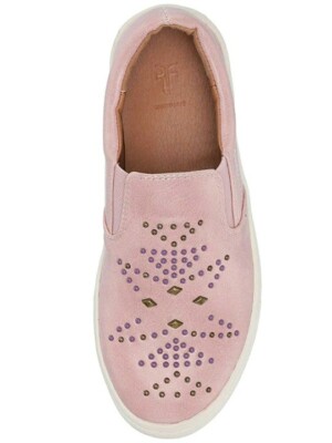 Frye Little Big Girls Youth Lena Studded Slip On Pink Sneaker Casual White