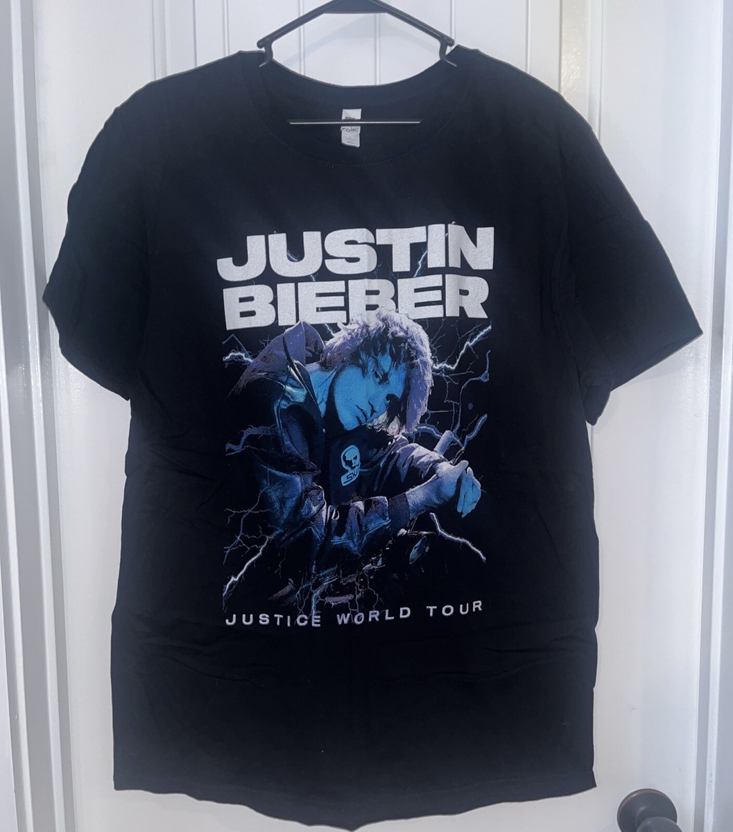 Justin Bieber Justice World Tour 2022 Shirt Size L Black Double
