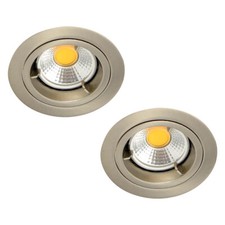 Litecraft 2 Pack Fire Rated Recess Downlights Fixed IP20 Spotlights Satin Chrome