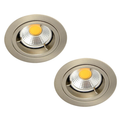 Litecraft 2er Pack feuerfeste Einbaustrahler feste IP20 Strahler Satin Chrom