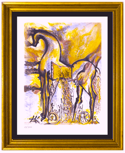 Salvador-Dali-Signed-Hand-Numbered-Ltd-Ed-034-Trojan-Horse-034-Litho-Print-unframed