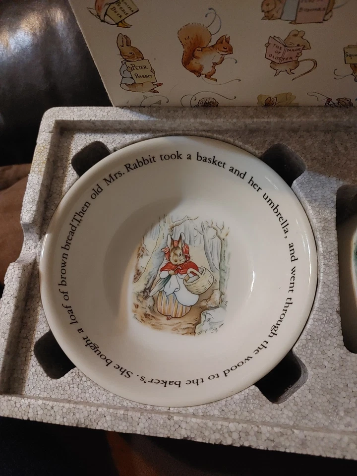 Peter Rabbit by Wedgwood 2 Handle Teacup Mug Cereal Bowl 2 Pc Set  - Image 2 of 4